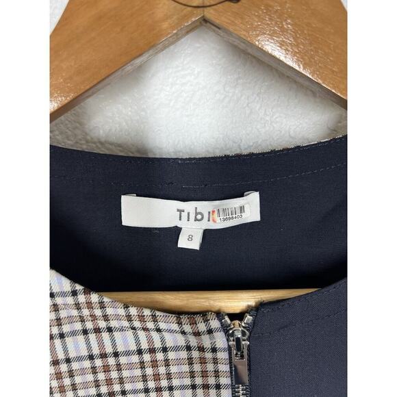 Tibi Sana Color Block Plaid Shift Dress Size 8 Dark Academia Asymmetric - Picture 3 of 6